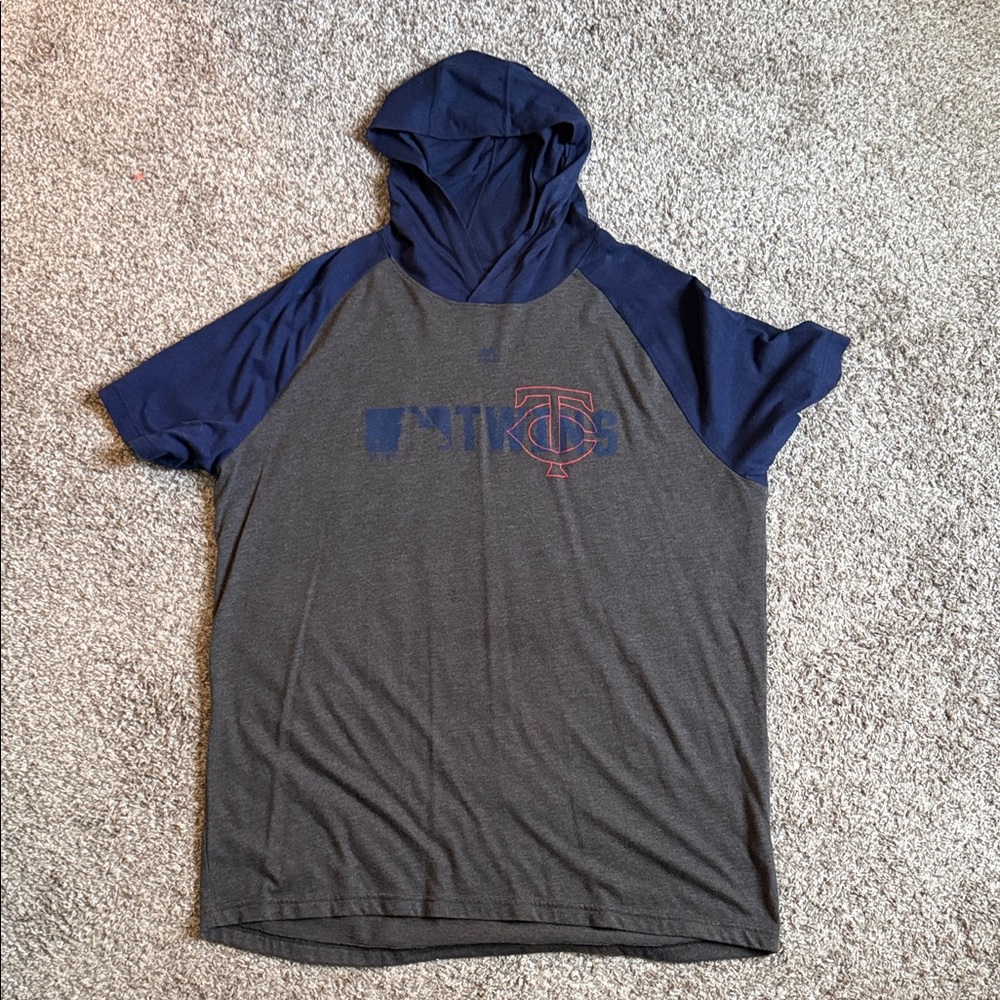 Majestic Navy and Gray Short Sleeve Tee